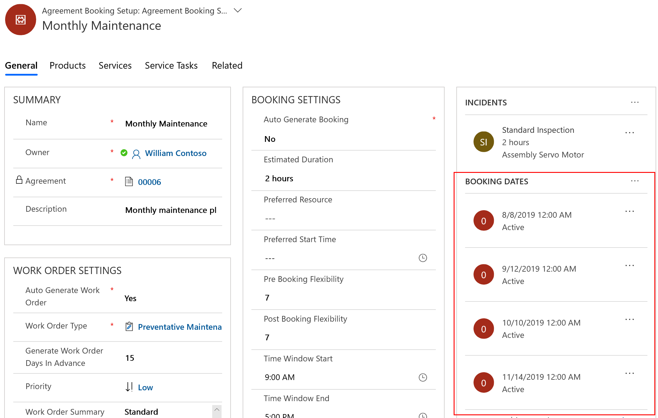 Dynamics 365 Field Service agreement active booking dates