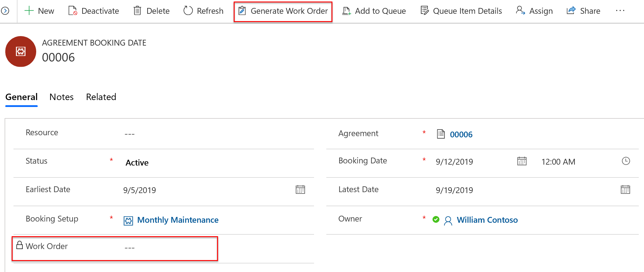 Dynamics 365 Field Service agreement-active booking dates details