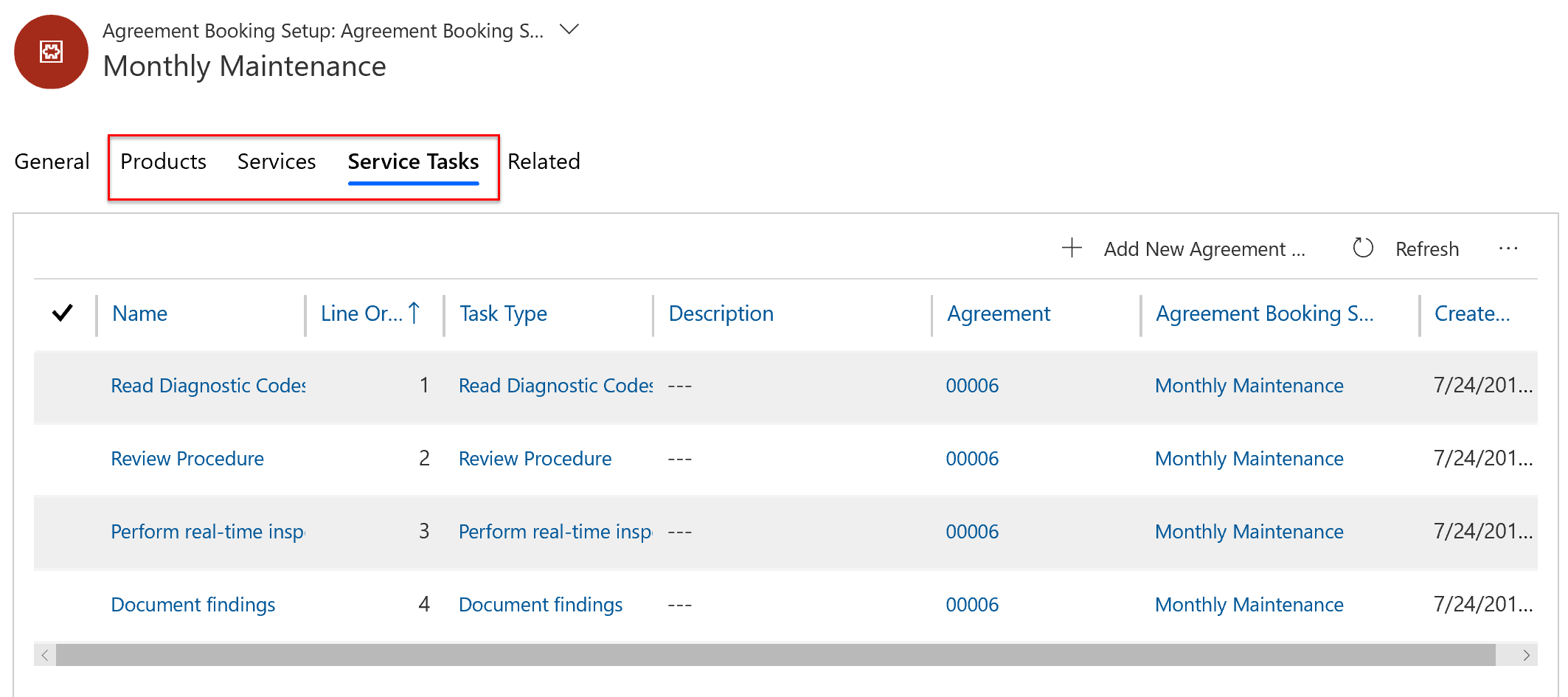 Dynamics 365 Field Service agreement incident items
