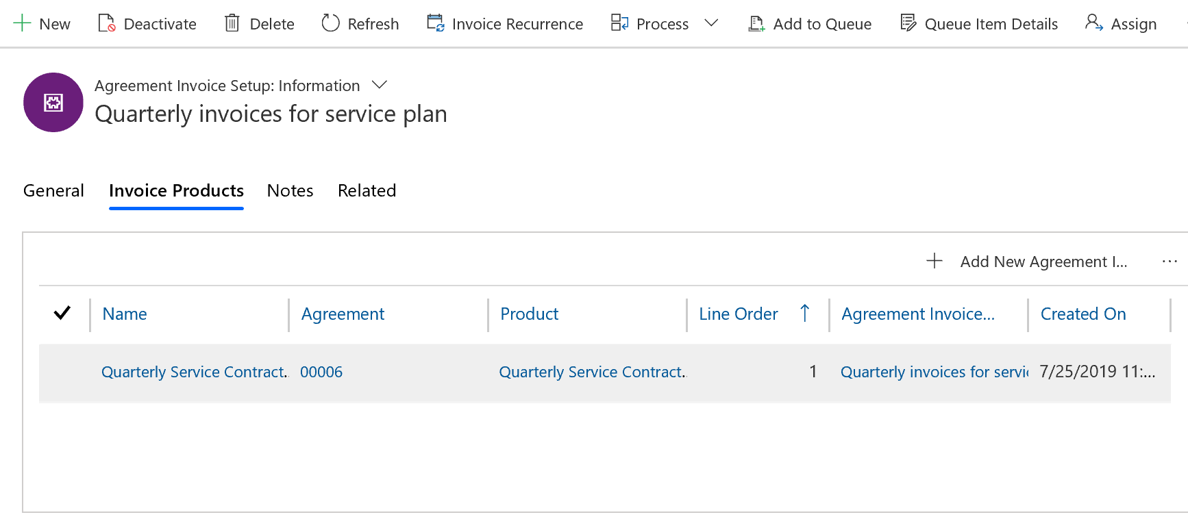 Dynamics 365 Field Service agreement invoice add products